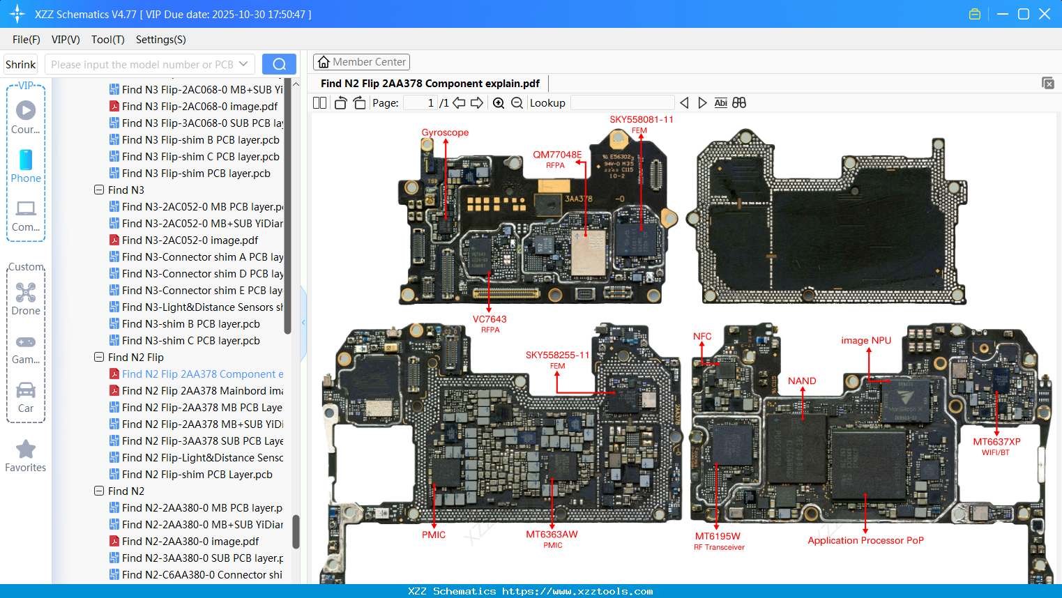 OPPO Find N2 Flip 2AA378 Component Explain